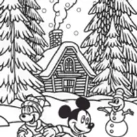 Mickey Mouse Winter Wonderland Coloring Page