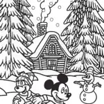 Mickey Mouse Winter Wonderland Coloring Page