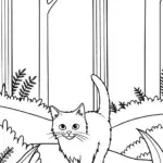 Whiskers’ Adventure in the Enchanted Forest Coloring Page