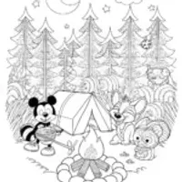Mickey Mouse’s Enchanted Camping Coloring Page