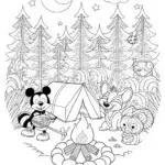 Mickey Mouse’s Enchanted Camping Coloring Page