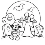 Mickey Mouse and Friends Halloween Coloring Page