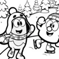 Bluey and Bingo’s Ice Skating Adventure Coloring Page