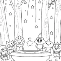 Mystic Gathering of Champions Coloring Page