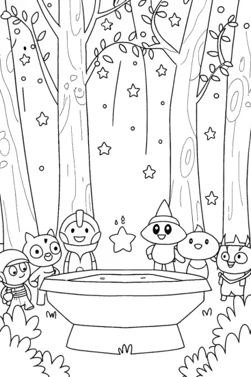 A coloring page of Mystic Gathering of Champions Coloring Page
