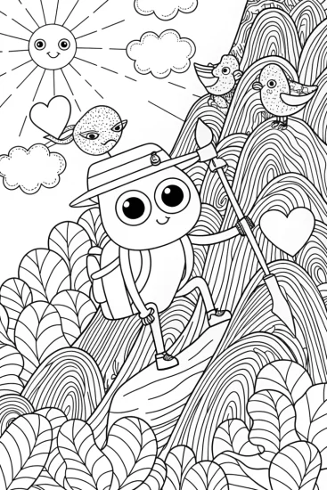 A coloring page of Brave Heart Climbing Adventure Coloring Page