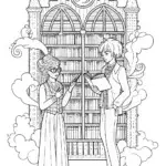 Guardians of the Enchanted Library Coloring Page