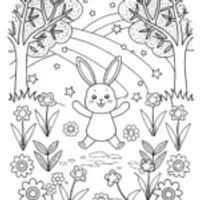Banban’s whimsical flower frolic coloring page