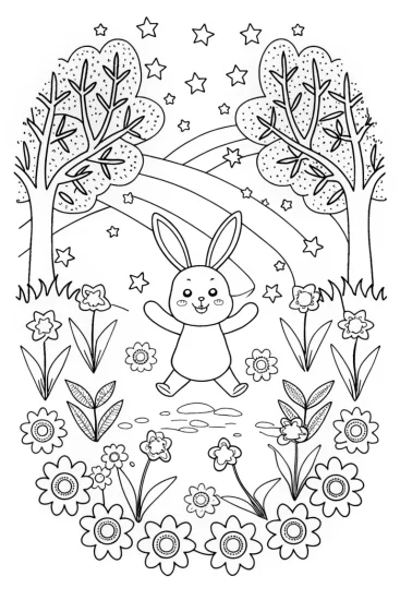 A coloring page of Banban’s whimsical flower frolic coloring page