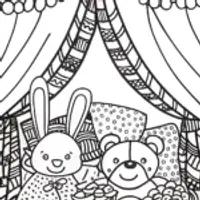 Snuggly Sleepover Friends Coloring Page