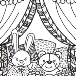 Snuggly Sleepover Friends Coloring Page
