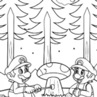 Mario and Luigi Camping Adventure Coloring Page