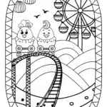 Chickens on a Rollercoaster Adventure Coloring Page