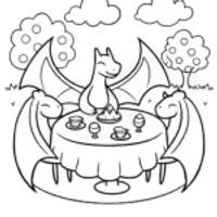Charizard’s Magical Tea Party Coloring Page