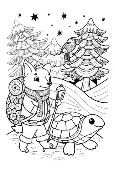 A coloring page of The Christmas Star Adventurers Coloring Page