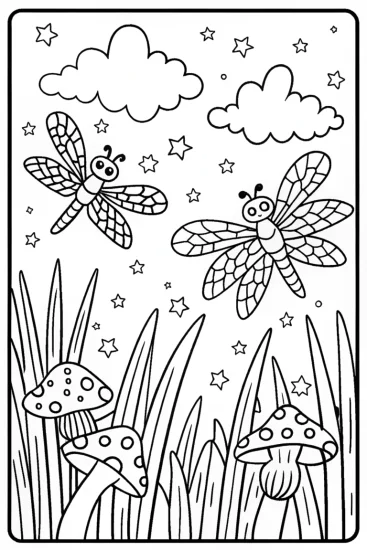 A coloring page of The Lightning Bug Race Coloring Page