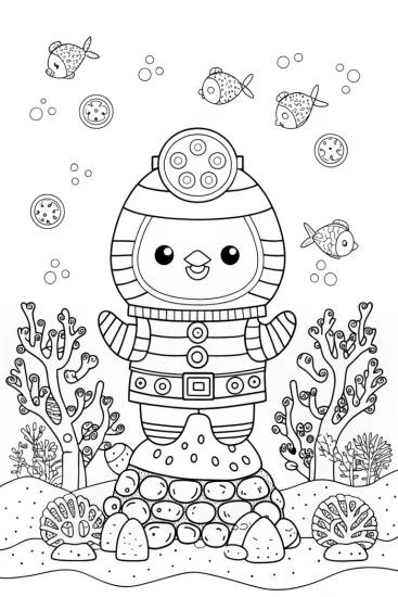 A coloring page of Peso the Penguin Undersea Adventure Coloring Page