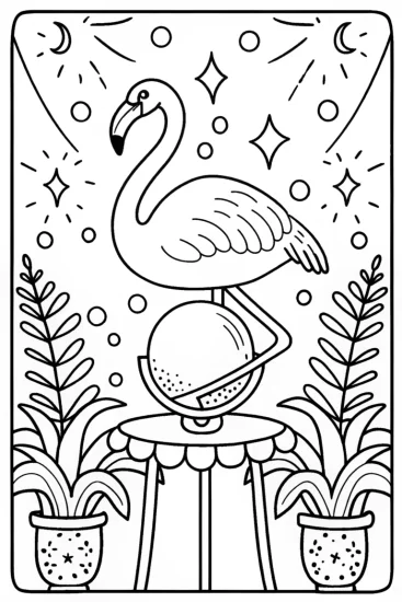 A coloring page of Flamingo Fortune Teller Coloring Page