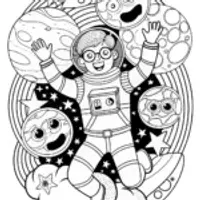 Blippi’s Magical Space Adventure Coloring Page