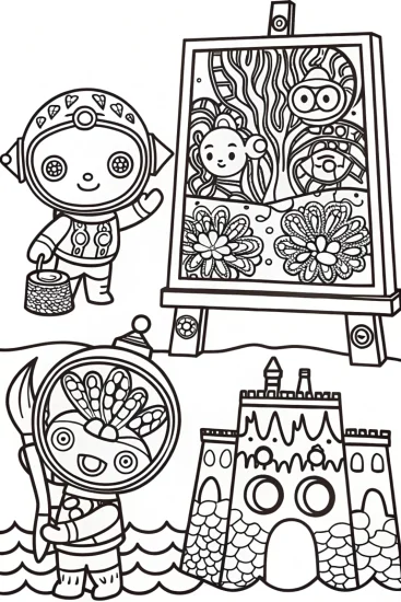 A coloring page of Octonauts Underwater Art Extravaganza Coloring Page