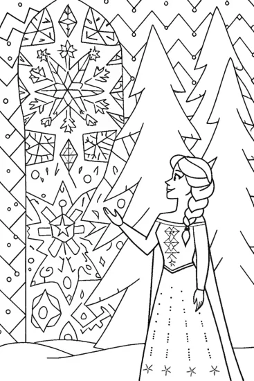 A coloring page of Elsa’s Enchanted Ice Mosaic Coloring Page