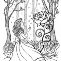Belle and the Enchanted Rose Coloring Page