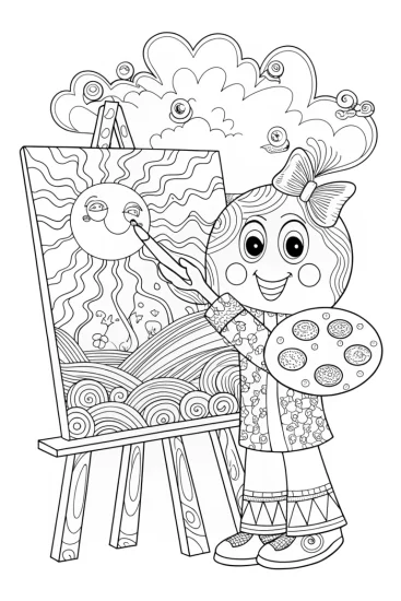 A coloring page of Lightning Bolt Artist in Action Coloring Page