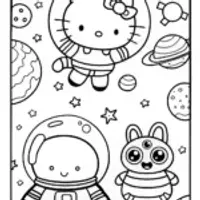 Hello Kitty’s Starry Sky Adventure Coloring Page