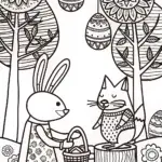 Easter Garden Tea Party Coloring Page
