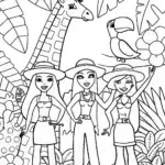 Bratz Dolls on a Fashion Safari Coloring Page