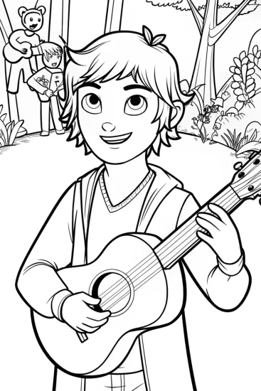 A coloring page of JJ’s Magical Music Festival Coloring Page