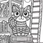 Page the Cat in the Enchanted Library Coloring Page