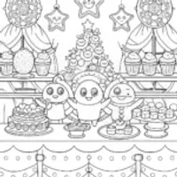 Kirby’s Whimsical Bakery Adventure Coloring Page