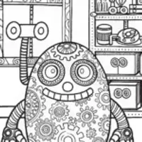 Friendly Monster’s Workshop Coloring Page