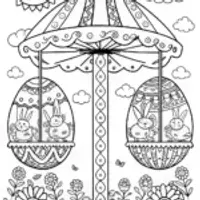 Easter Egg Carousel Adventure Coloring Page