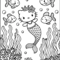 Hello Kitty’s Magical Underwater Adventure Coloring Page