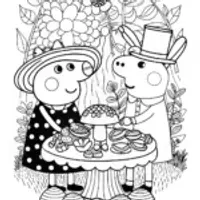 Peppa Pig’s Enchanted Tea Party Coloring Page