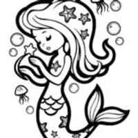 The Mermaid’s Cosmic Wish Coloring Page