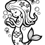 The Mermaid’s Cosmic Wish Coloring Page