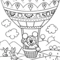 Mickey Mouse Balloon Adventure Coloring Page