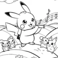 Pikachu’s musical meadow parade coloring page