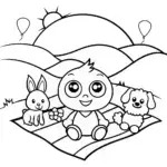 Baby’s Animal Parade Coloring Page