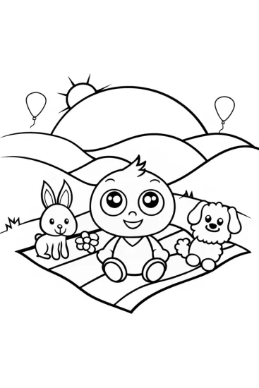 A coloring page of Baby’s Animal Parade Coloring Page