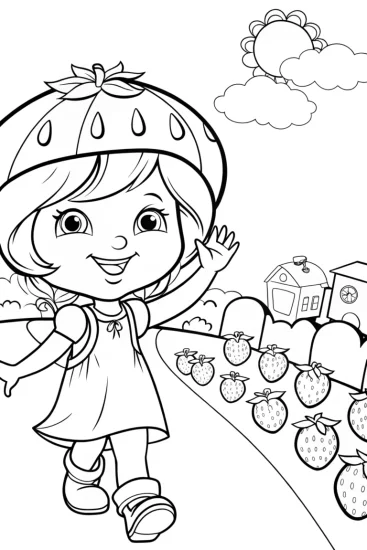 A coloring page of Strawberry Shortcake Berry Bonanza Parade Coloring Page