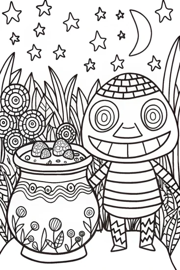 A coloring page of Creeper’s Magical Potion Mix-Up Coloring Page
