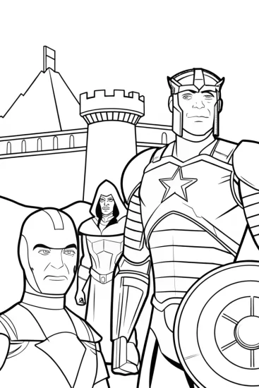 A coloring page of Avengers Time Travelers Coloring Page
