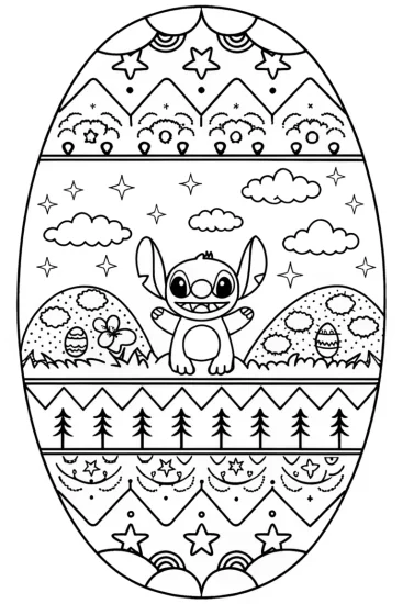 A coloring page of Stitch’s Magical Quilt Adventure Coloring Page