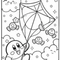 Kirby’s Galactic Kite Festival Coloring Page