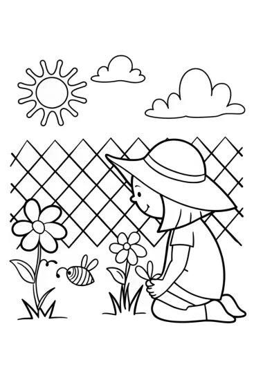 A coloring page of Budding Botanist Coloring Page