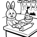 Holiday Helpers in the Snowy Kitchen Coloring Page